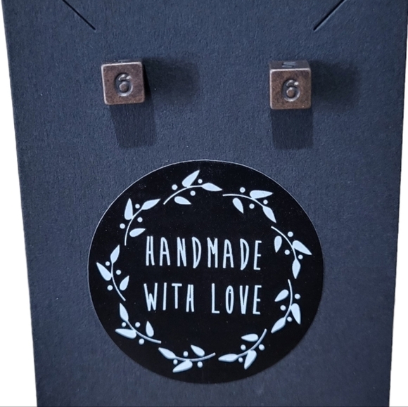 Handcrafted D6 Metal Earrings - Picture 2 of 2